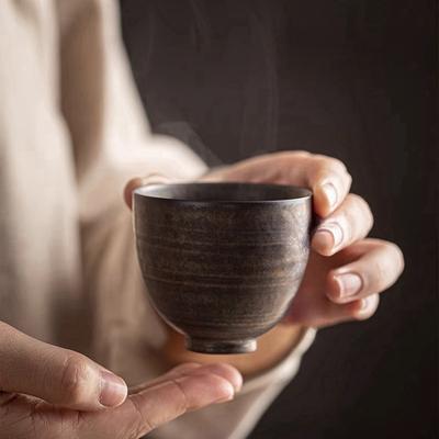 Handmade Gilded Glaze Ceramic Tea Cup - Artisan Eggshell Porcelain Japanese Zen Tea Set Elegant KungFu Teaware for Home or Gift