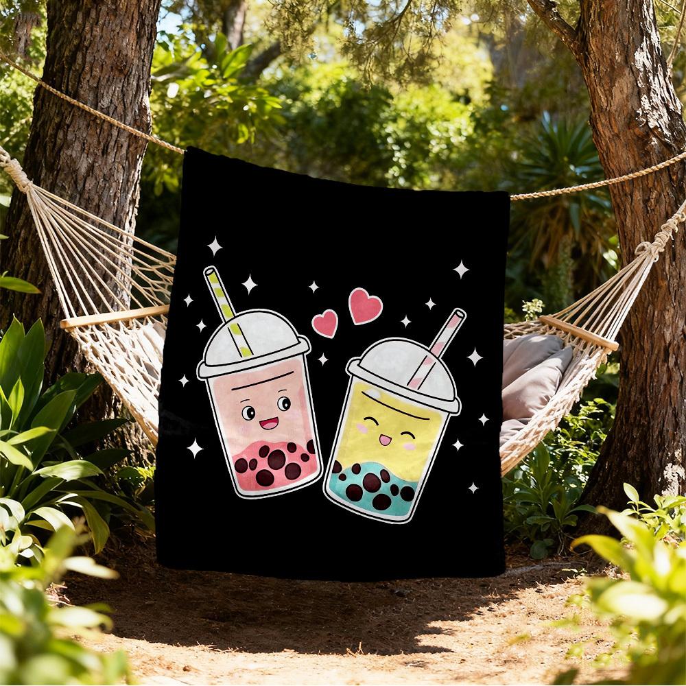 

Bubble Tea Outdoor Flannel Blankets, Outdoor travel, Home Blankets, Fan Gifts,Suitable for All Seasons, Christmas Gifts. R1127094 80x120cm