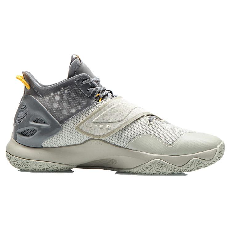 New LiNing Cicada Wing Abrasion Resistant Breathable Mid Top Basketball Shoes Men's Yellow Gray ABAR081-5