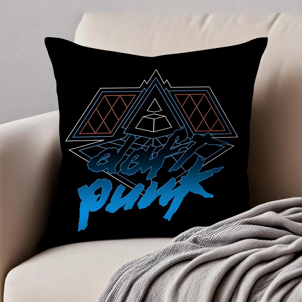 

Electronic French Rock Band DDaft PPunk Cushion Cover Pillowcase Antidustmite Invisible Zipper Short Plush Sofa Cushion 30X30cm