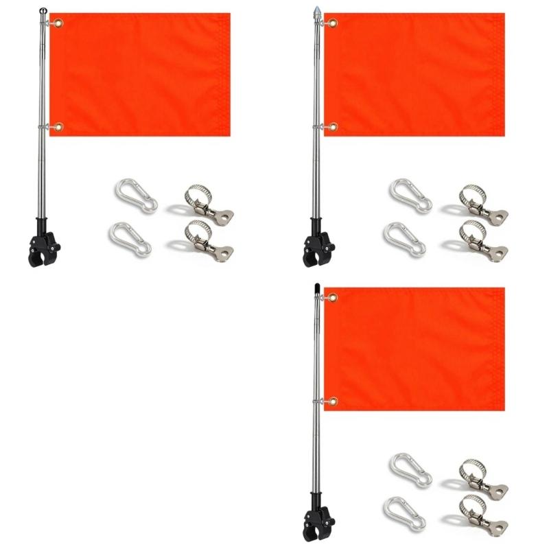 Marine Flag Staff Assembly Metal Grip Mounted Staff with Twin Flag Clips, 1.6 m Hardware for Boat and Yard Display