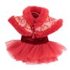 Dog Clothes Chinese Tang Pet Dress Cape Plush Scattered Hem Flower Print Bow-knot  Lace Up Winter Dress Christmas New Year