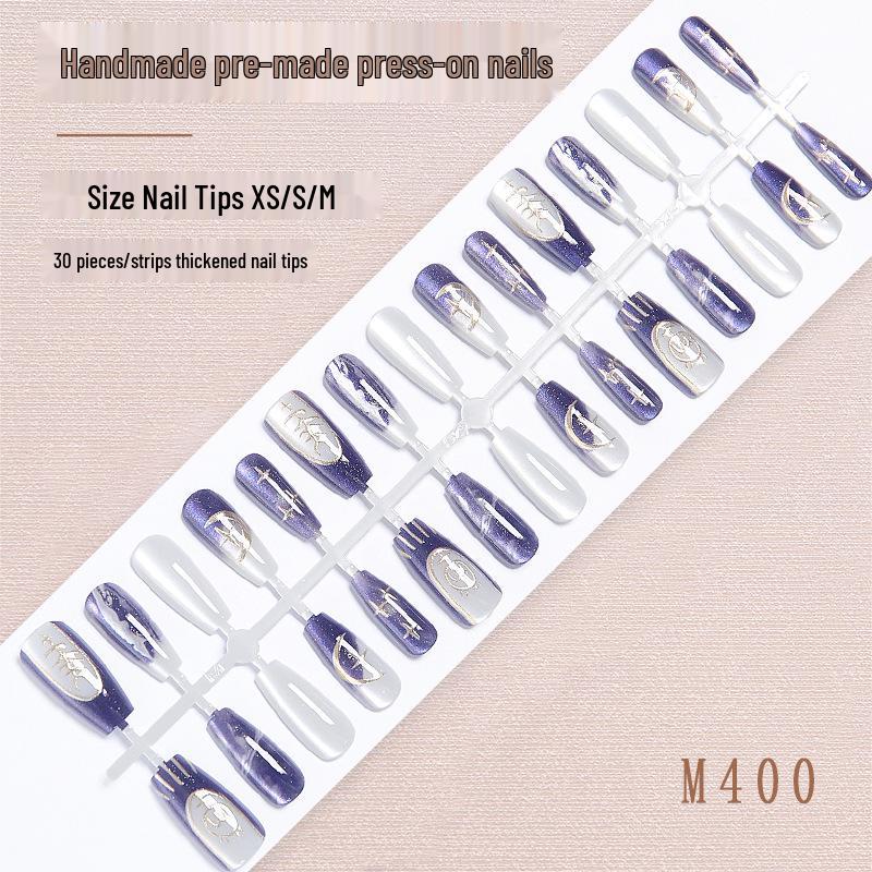 

Scorpio Constellation Nail Stickers: Handmade Purple Cat Eye Gradient Gilded Nail Art