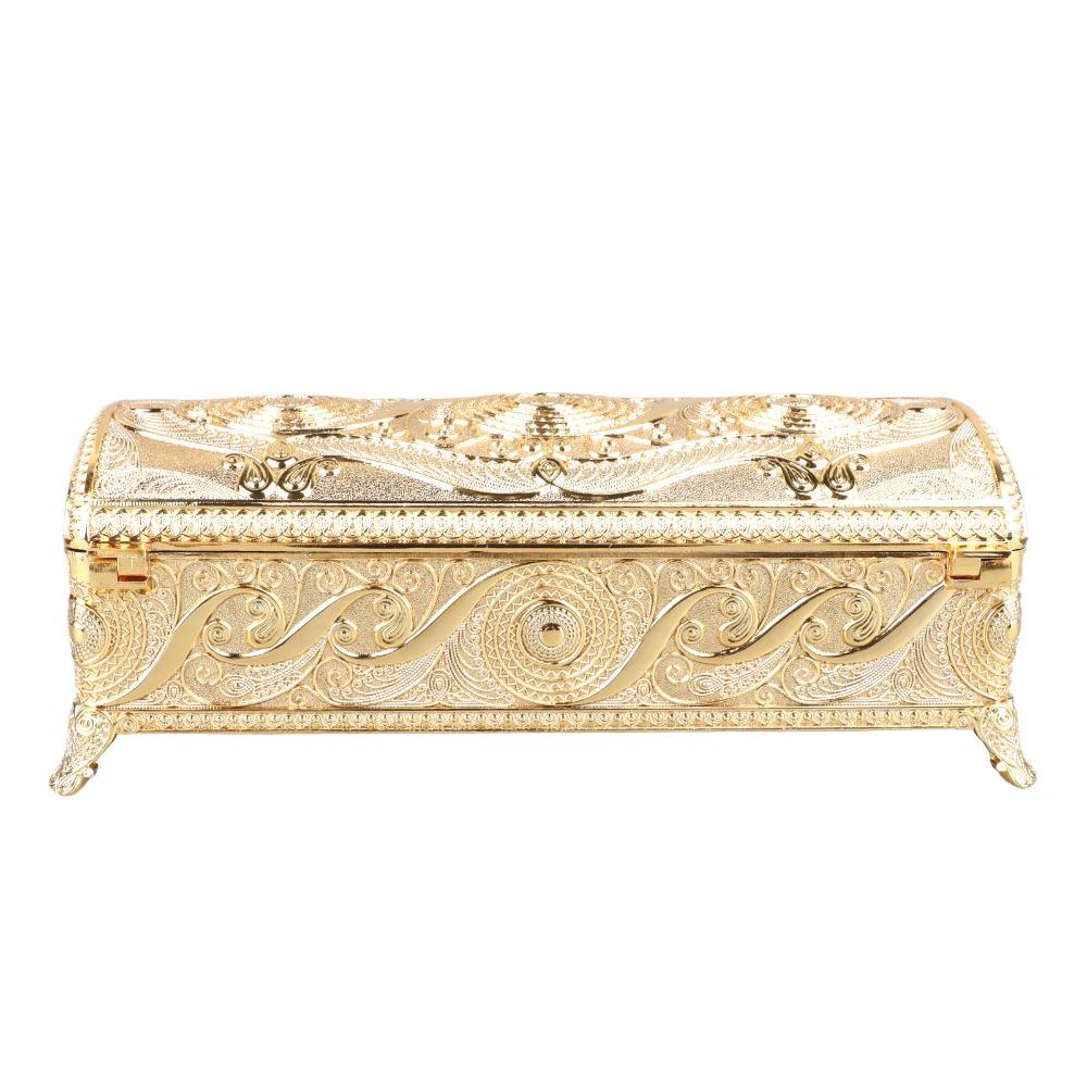 Rectangular Trinket Storage Box Alloy Treasure Storage Box Luxury Metal Jewelry Box  For Women