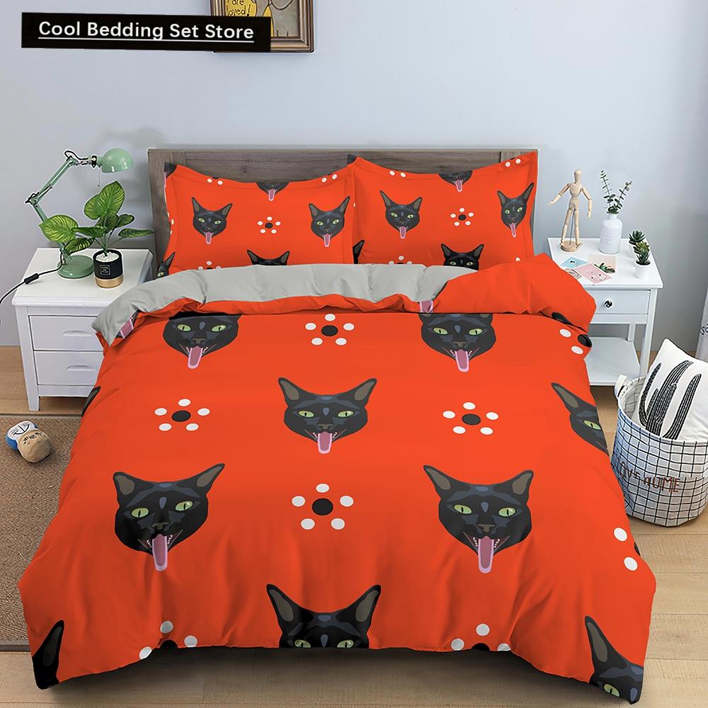 Comforter Cartoon Cat King Queen Colorful Lovely Animal Bedding Set Kids Pet Kitty Soft Polyester Comforter