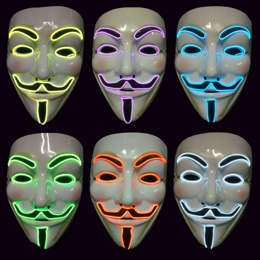 Stunning Led Light Up Mask For Halloween Featuring V For Vendetta Anonymous Design