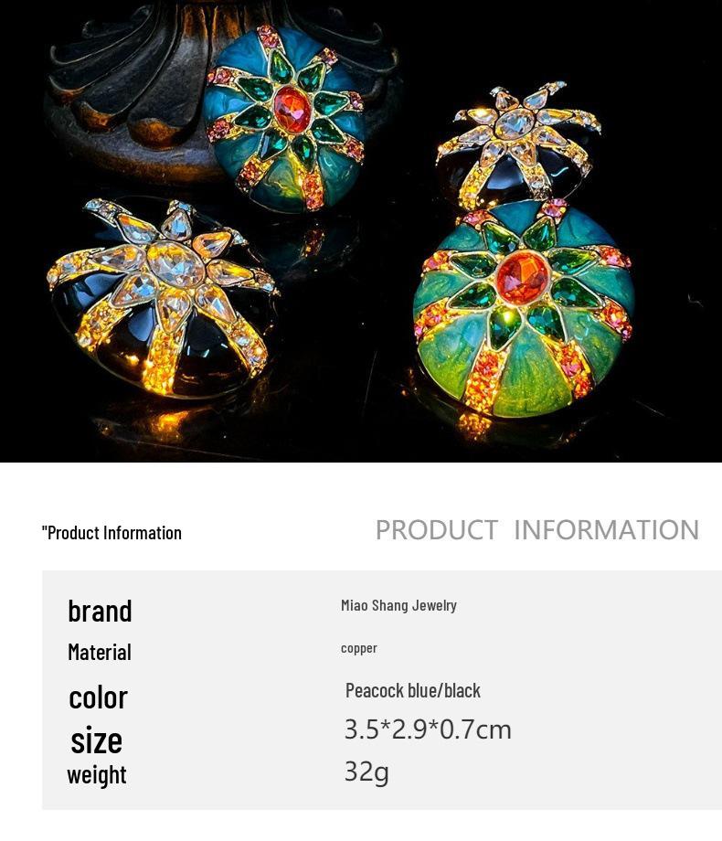 Elegante Cloisonné-Email-Ohrstecker: Retro Hofstil, Vergoldetes Kupfer, Vielseitiges Temperament mit Neuem Chinesischen Design.