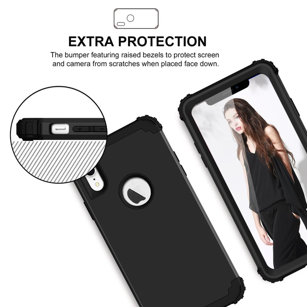 3 in 1 Heavy Rugged Armor Shockproof Phone Case For iPhone XR Xs Max SE 2020 2025 Soft TPU Silicone Hard Plastic Back Cover