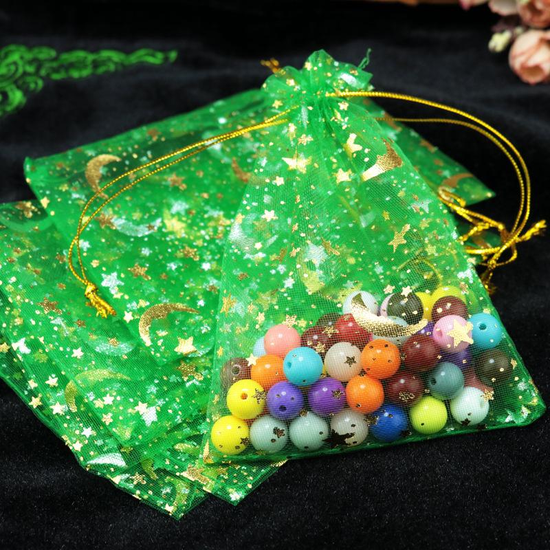 50pcs/lot 9x12cm Heart Star Organza Jewelry Packaging Pouches Bags Christmas Drawstring Bag For Wedding Gift Jewelry Pouch