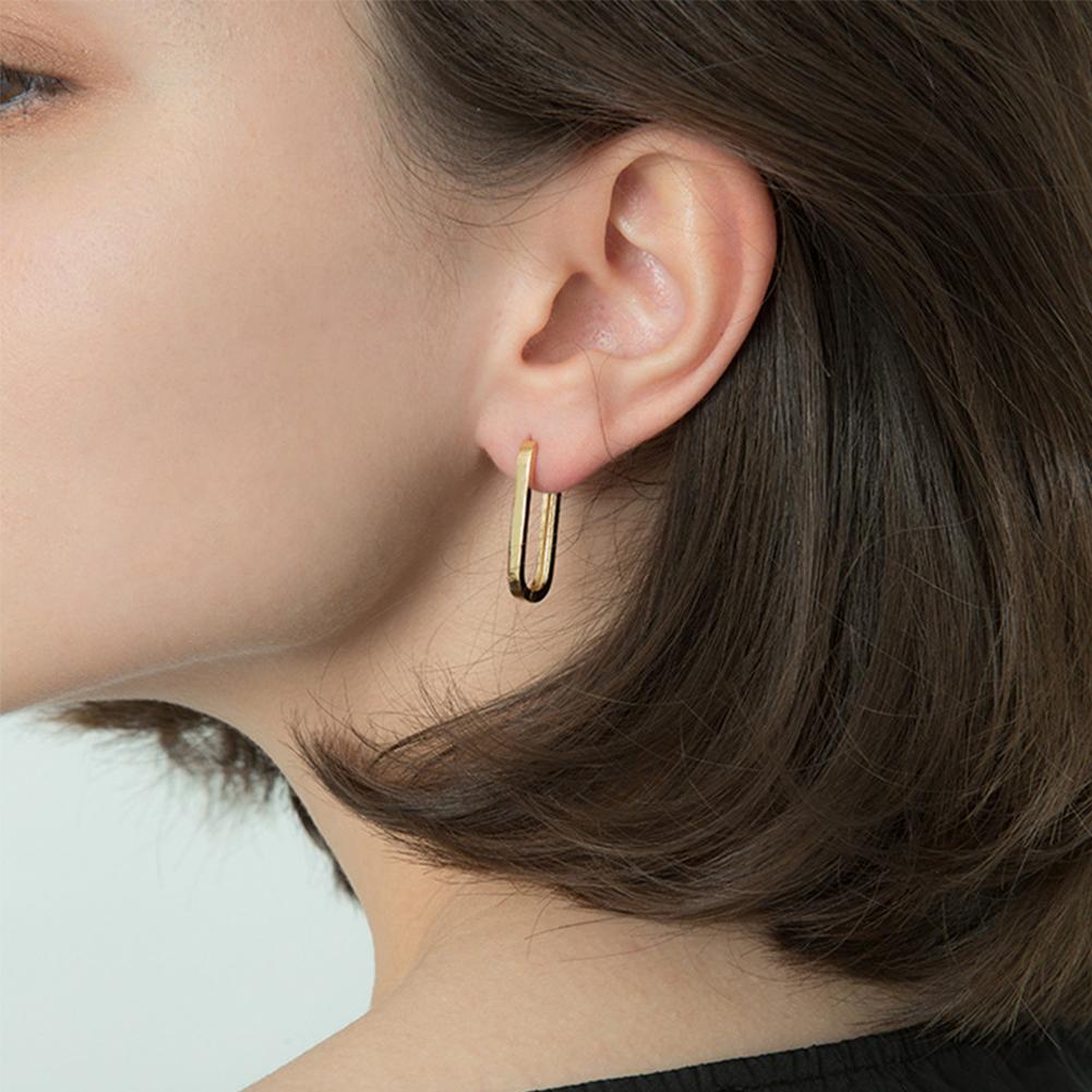 Geometric Square Earrings Hoop Earrings Rectangular Lock Buckle Pierced Ear Fashionable Jewelry Accessories Delicate Wear Ear For Party