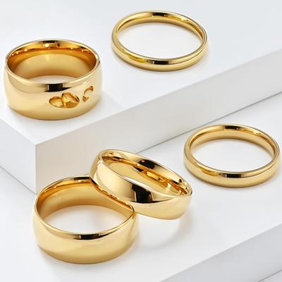 2 4 6 8 10mm Glossy Curved Simple Unisex Titanium Steel Tail Ring Black Gold Color Men Women Wedding Jewellery Non Tarnish Couple Finger Ring
