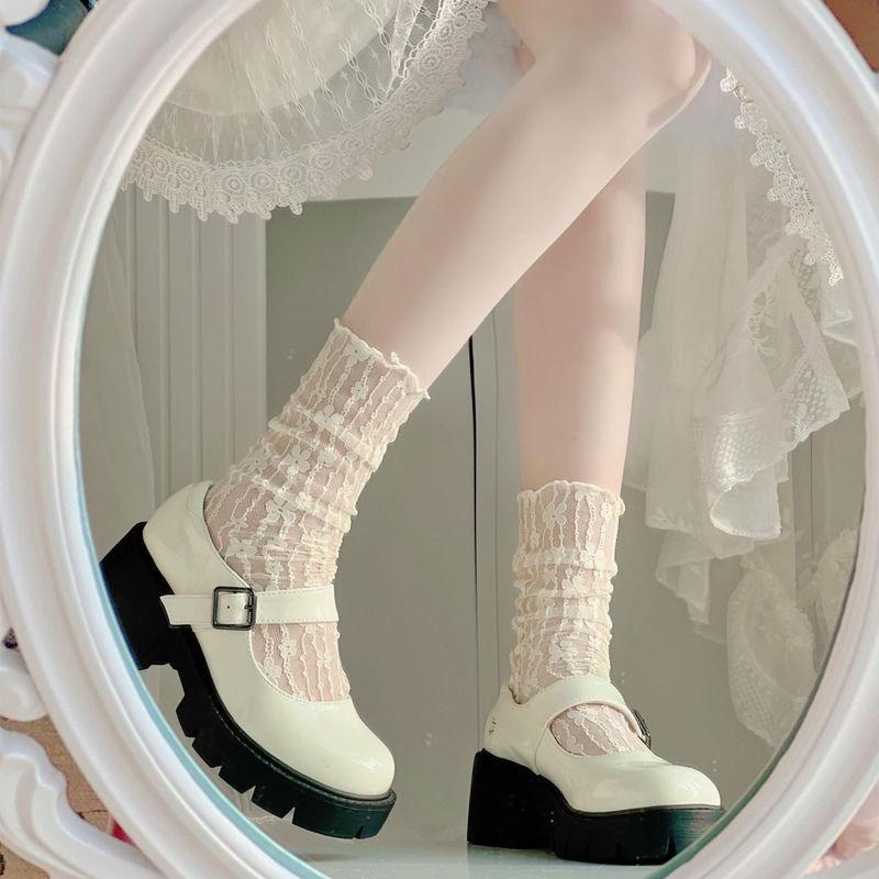 Women's Summer Ultra Thin Mesh Lace Hollow In The Long Leg Pile Socks