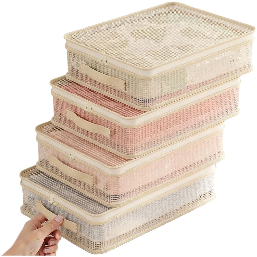 Underbed Storage Bag with Transparent Mesh for Bedding Sets Featuring Front Handles and Spacious Design for Organized Storage
