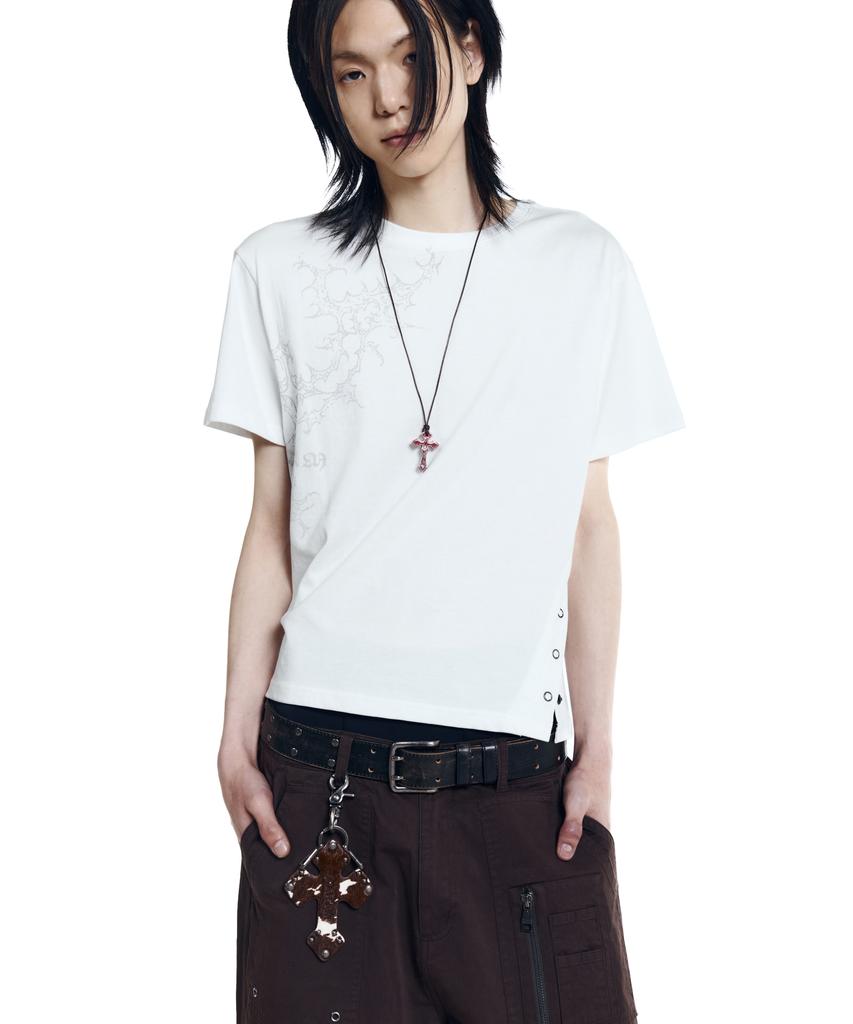AAKAM Snap Gothic Half Top (White)