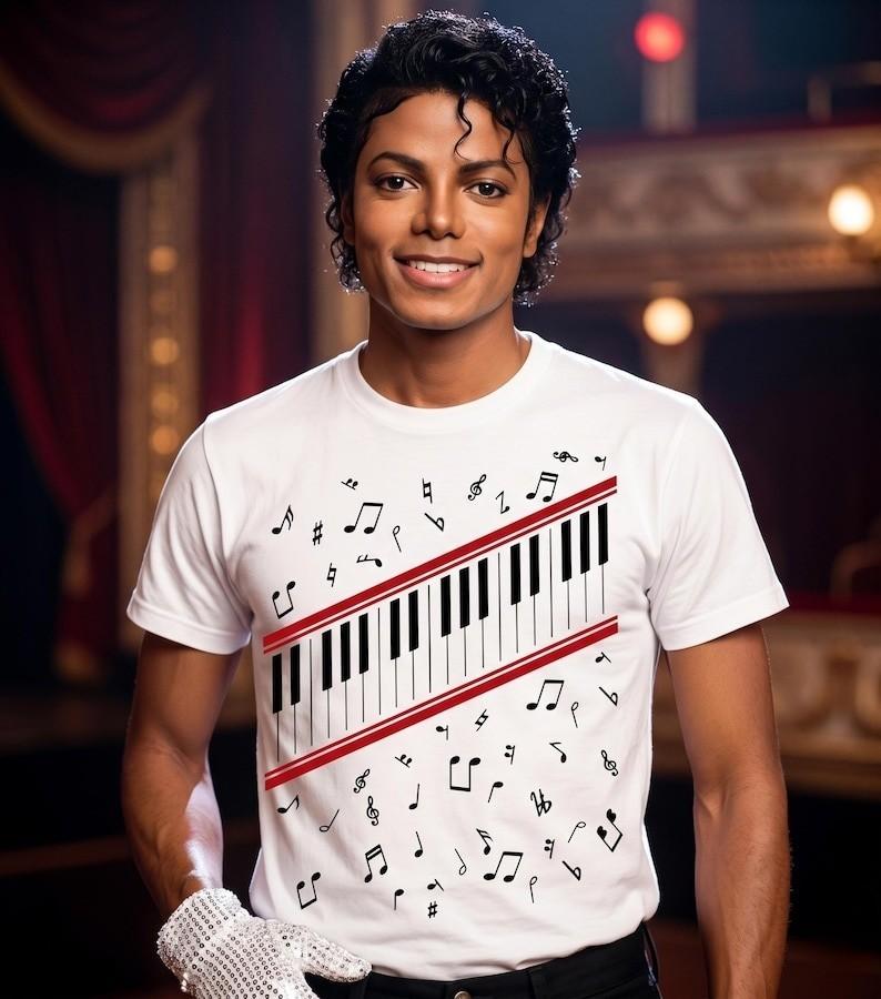 Michael Jackson Beat It Piano Keys T Shirt, King of Pop Music Tee Unisex T-Shirt L