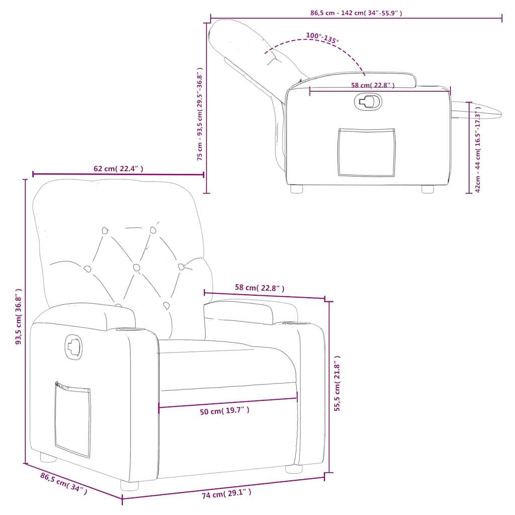 Relaxation Armchair Brown Fabric