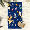 1pc Cartoon Space Theme Ultra-Soft Beach Towel | Astronaut, Rocket, Planet Print, Microfiber, Quick-Dry, Super Absorbent