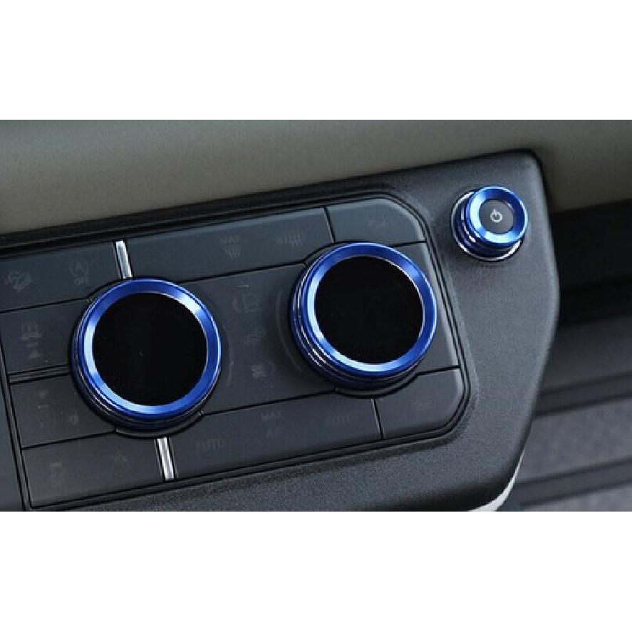 Fit For Defender 110 - Blue Aluminum Central Console Ac Knob Cover Trim