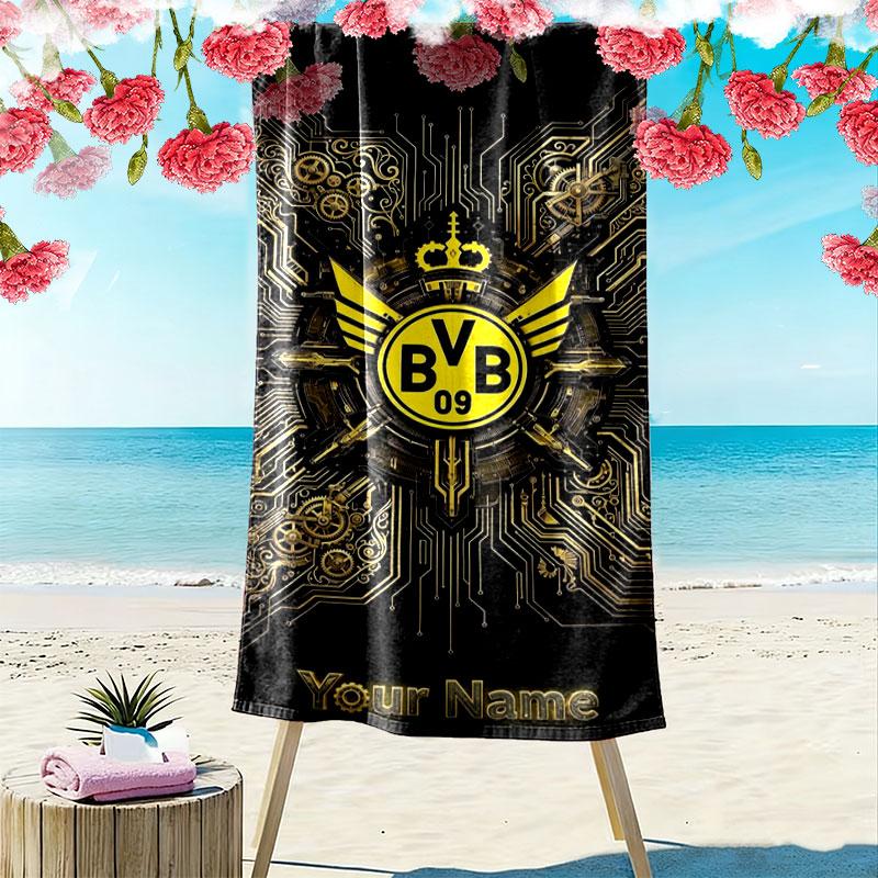 Borussia Custom Name Print Beach Towel, Large Soft Quick Dry Towel for Beach Camping Swimming