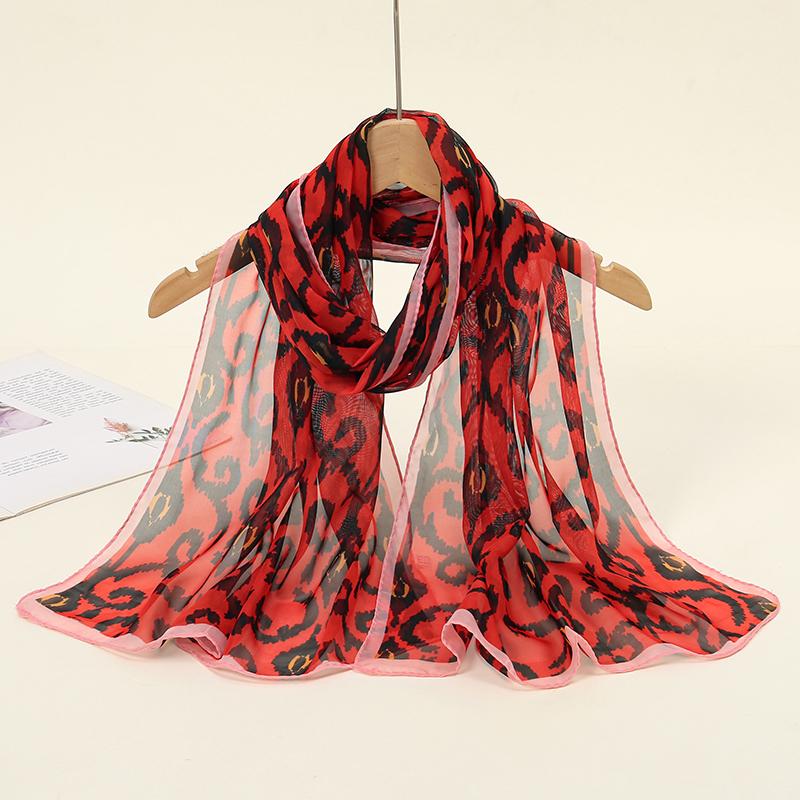 Luxury Brand Women Beach Scarf Georgette Silk Shawls Design Print Headband Female Summer Headband Wraps Sunscreen Hijab