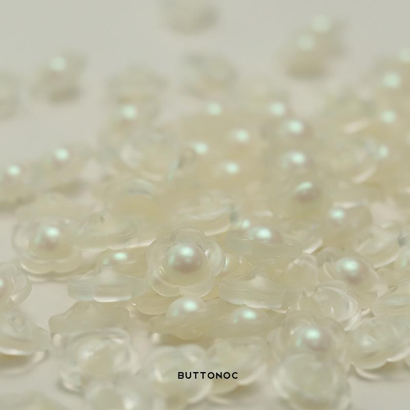 Plum Blossom Pearl Knitted Sweater Buttons Transparent Shirt Top Clothing Sleeve Collar Buttons Dress Jacket Buttons