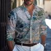 Camicia Casual a Maniche Lunghe da Uomo Primavera Autunno con Stampa Semplice e Versatile di Tendenza Camicie da Uomo a Vestibilità Ampia