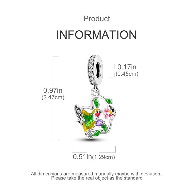 Charmscopperhummingbird Flowers Heart Beads Fit Plataoriginal Bracelets Women Jewellery Making Fine Gifts