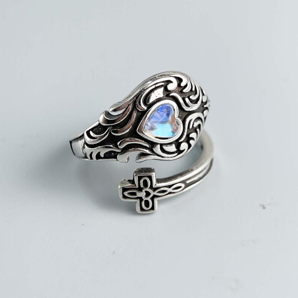 Xiaomi 925 Sterling Silver Rings for Women Couple Minimalist Handmade Retro Moonstone Ring Fine Jewelry Gift Prevent Allergy