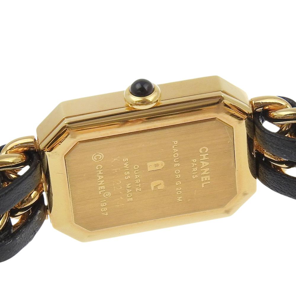 Chanel Zegarki Premiere S H0001 czarna tarcza Platerowane Złoto/skóra Kwarcowy Wyświetlacz Analogowy Damski Używany