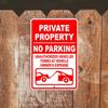 Private Property No Parking Sign - Vehicles Will Be Towed
