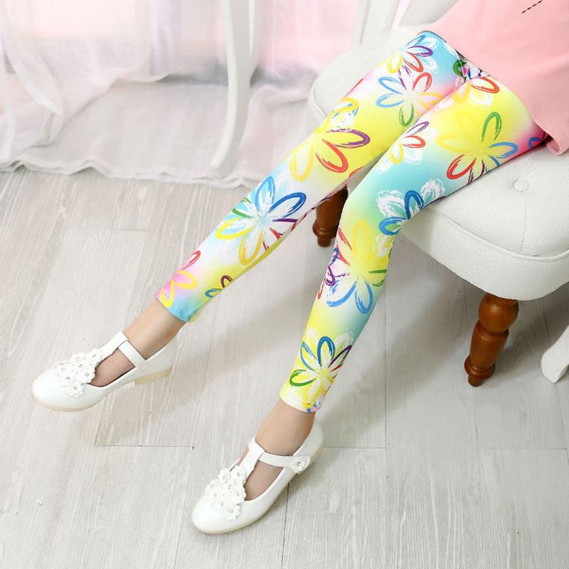 Mädchen Leggings Dehnbar Frühling Sommer Blumenmuster Kinder Kinder Hosen