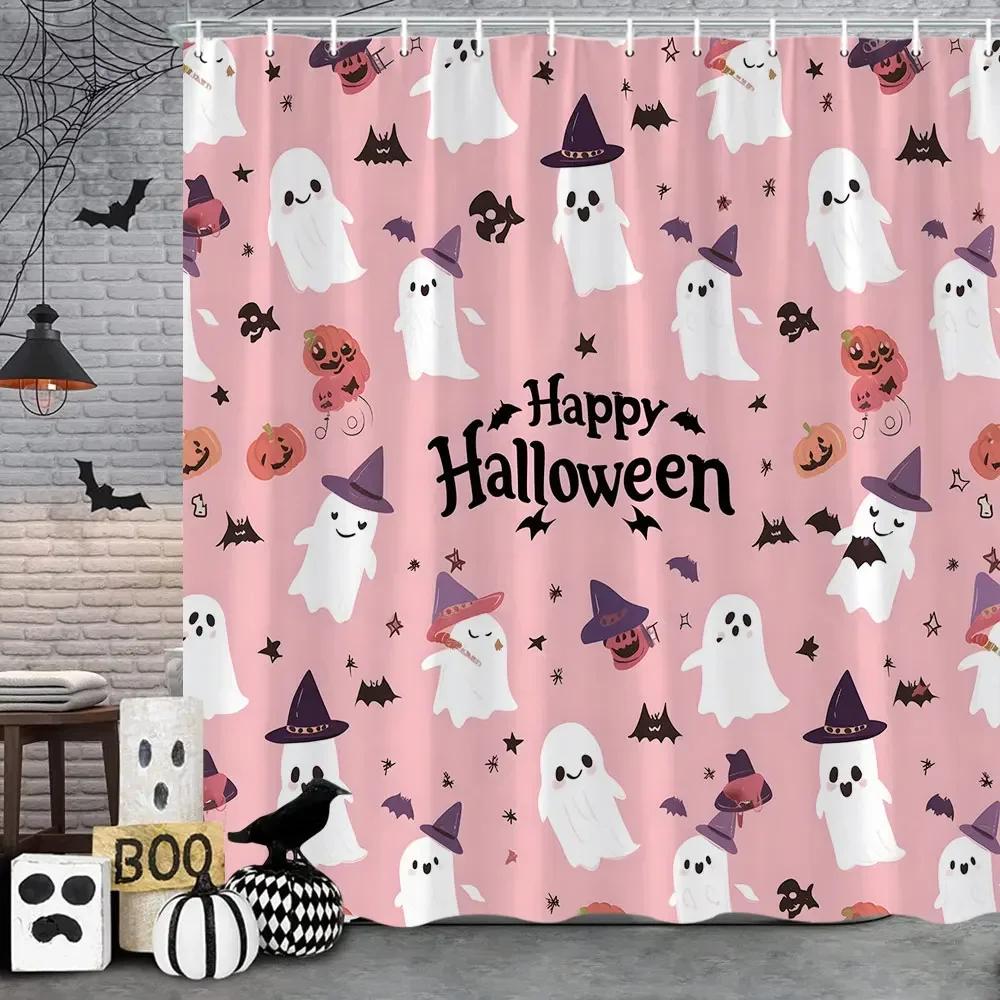 Halloween Gothic Skull Shower Funny Black Rose Bones Holiday Gift Polyester Bath Curtain Bathroom Decor with XT6