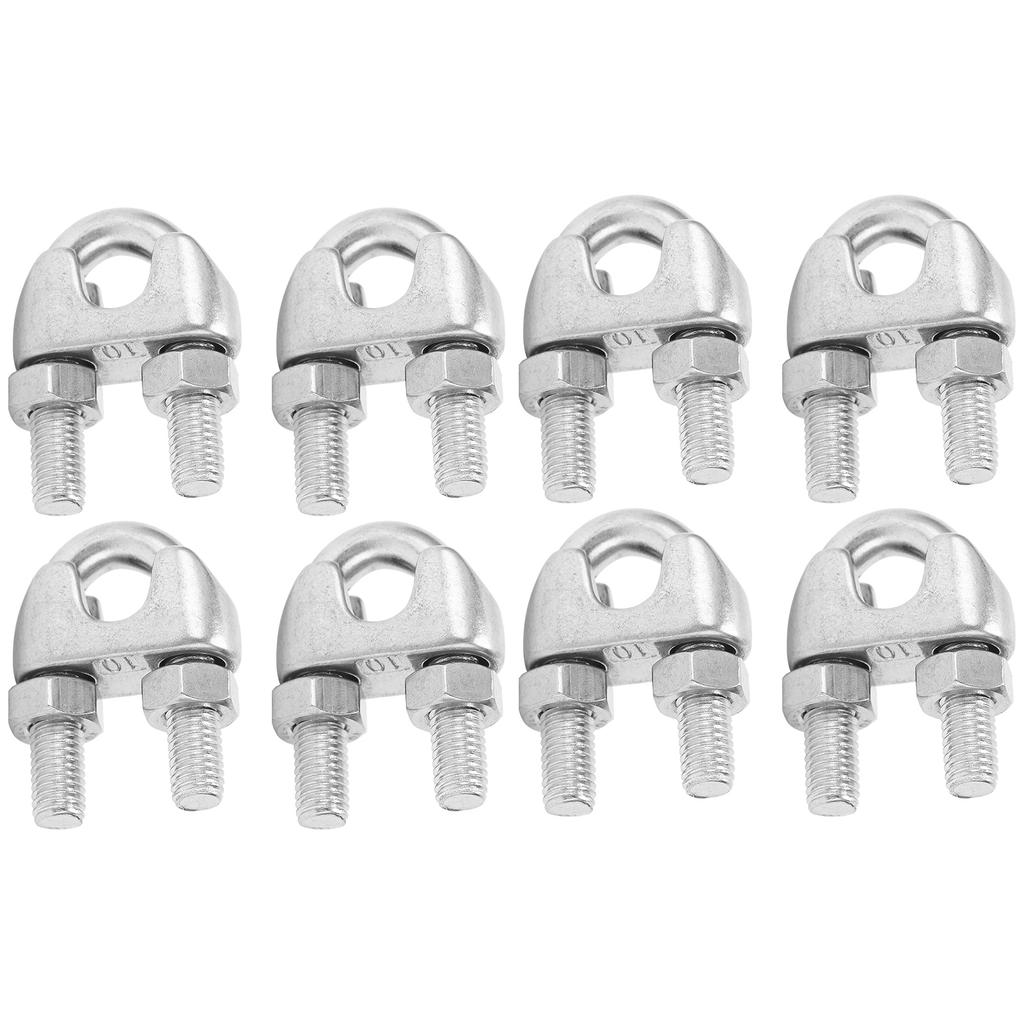 8 stk 38 tommer M10 rustfritt stål vaierklemmer U-bolt salfeste