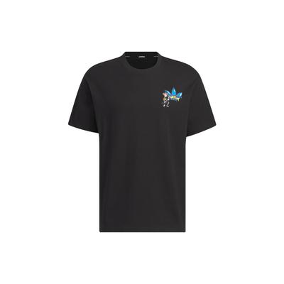 adidas Originals Trefoil X Monkey Kingdom Co-Branded Gfx Tee With Cartoon Print Unisex Tops Black IP1791