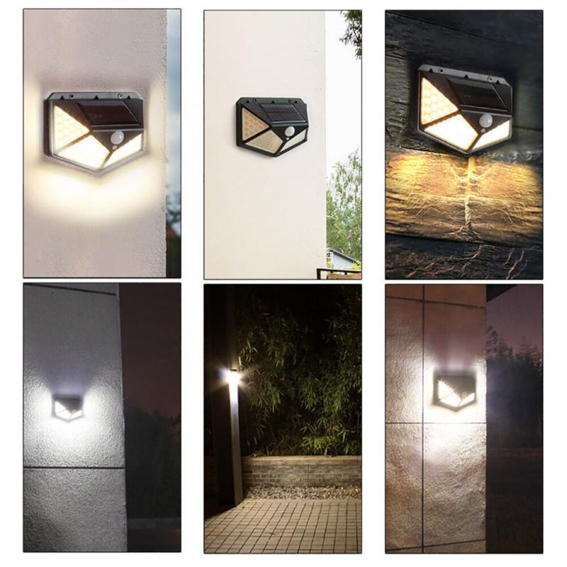 (4PCS) Solar Light Outdoor 100 LED Wall Light Motion Sensor Security Lights Waterproof with 3 Modes for Garden Outside