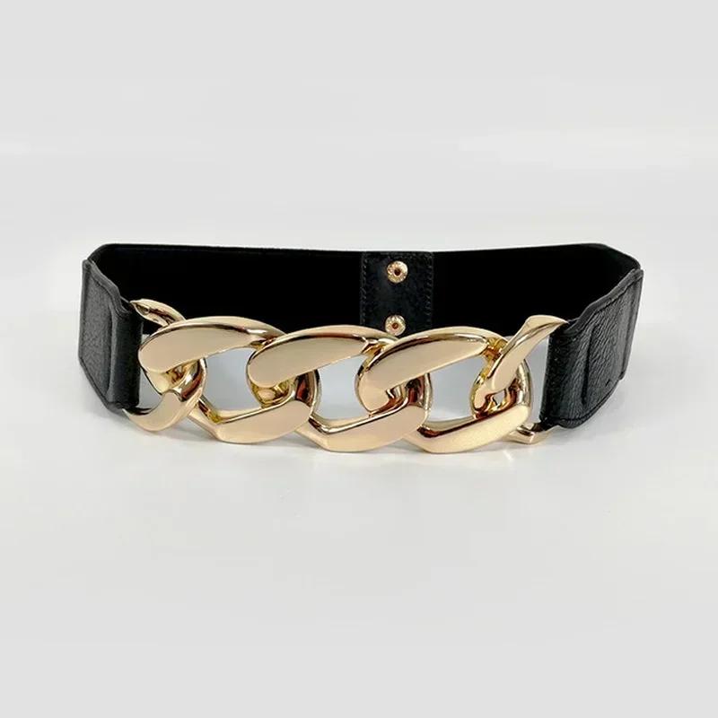 Elegant Fashion Gold Sliver Chain Belt Elastic Silver Metal Waist Belts Stretch Cummerbunds Coat Waistband Accessories Gifts