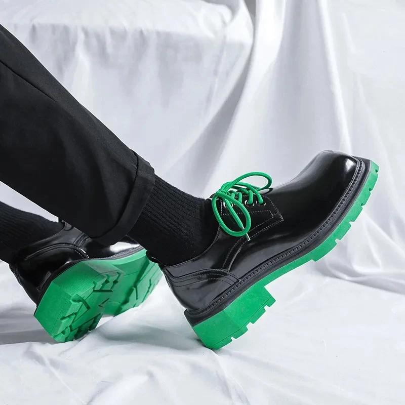 Brand de modă Pantofi Brogue Negri Noi Bărbați Platformă Clasică Oxford Pantofi de Gală Bărbați Încălțăminte Retro din Piele Patentată Pantofi de Petrecere cu Glezna Joasă