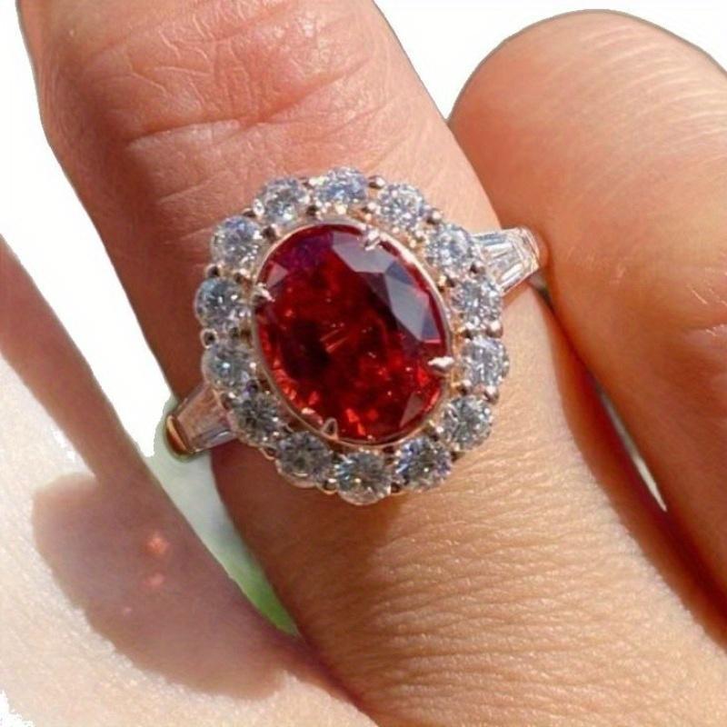 1Pcs Stylish Multi-function Ring with Red Synthetic Zircon, Suitable for Daily Wear