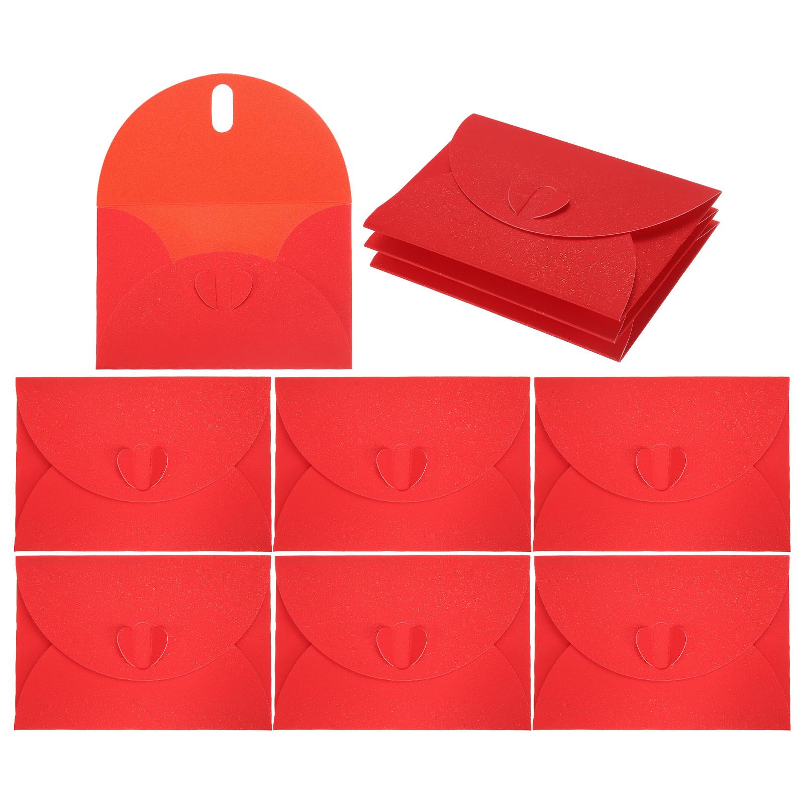 

25Pcs Mini Envelopes Greeting Card Envelope with Heart Clasp Tiny Item Storage Cute Present Card Holder for Wedding Party Letter красный