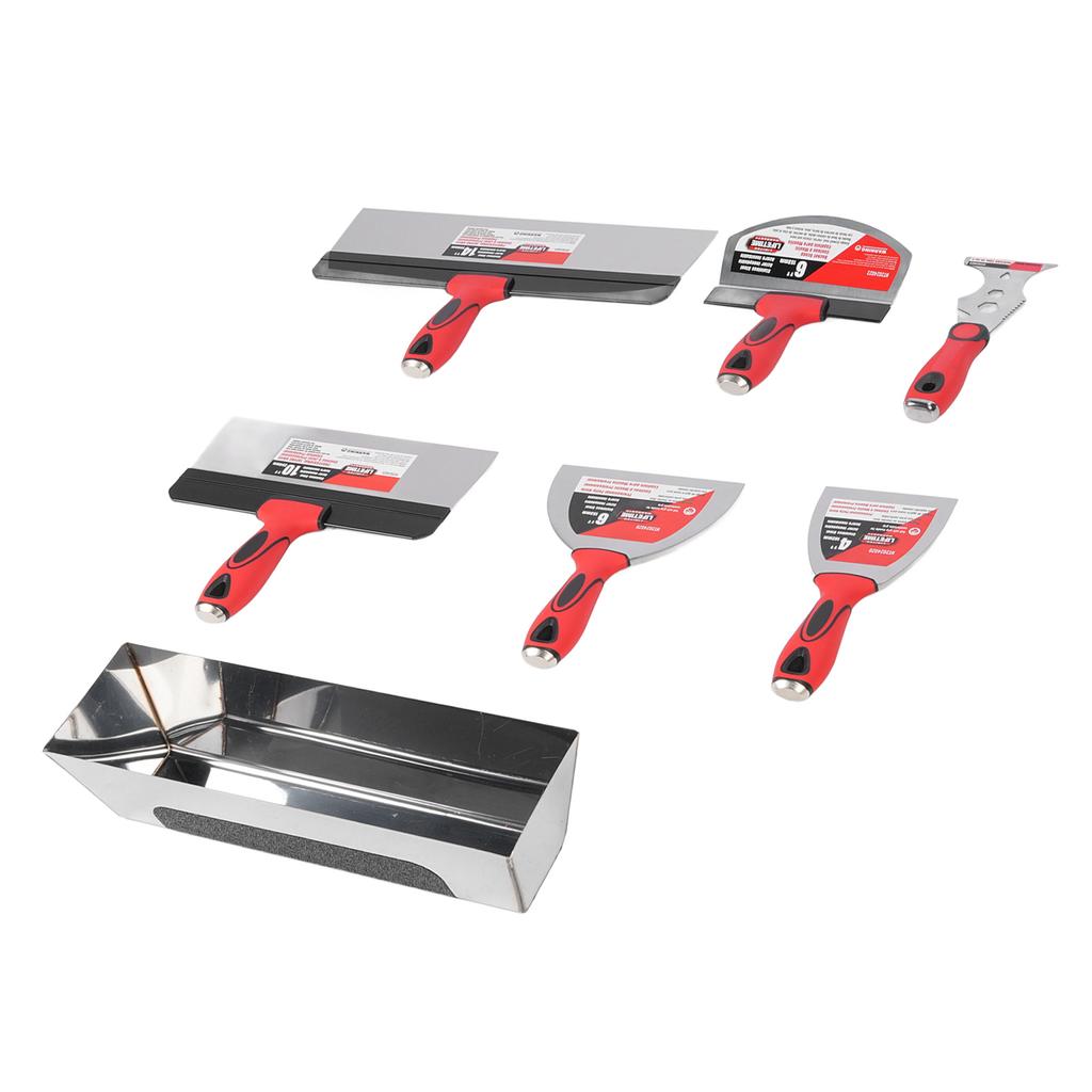 12in Drywall Finishing Hand Tool Kit Stainless Steel Paint Scraper with Mud Pan Drywall Tool Set