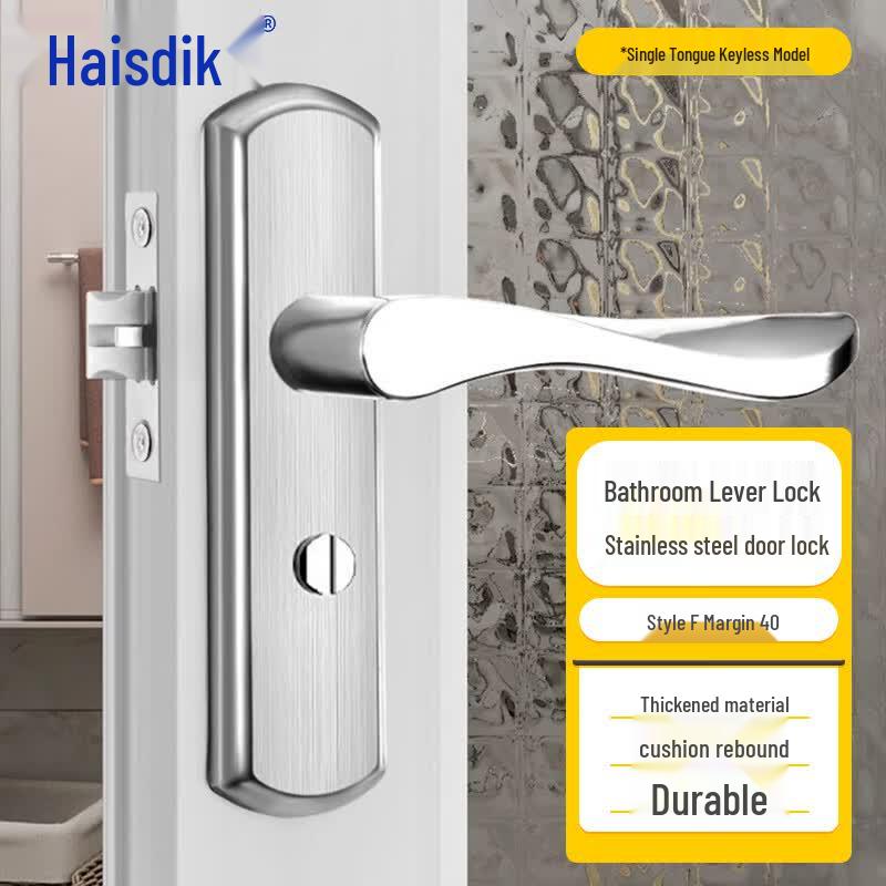 Haisidick Stainless Steel Keyless Bathroom Door Lever Lock