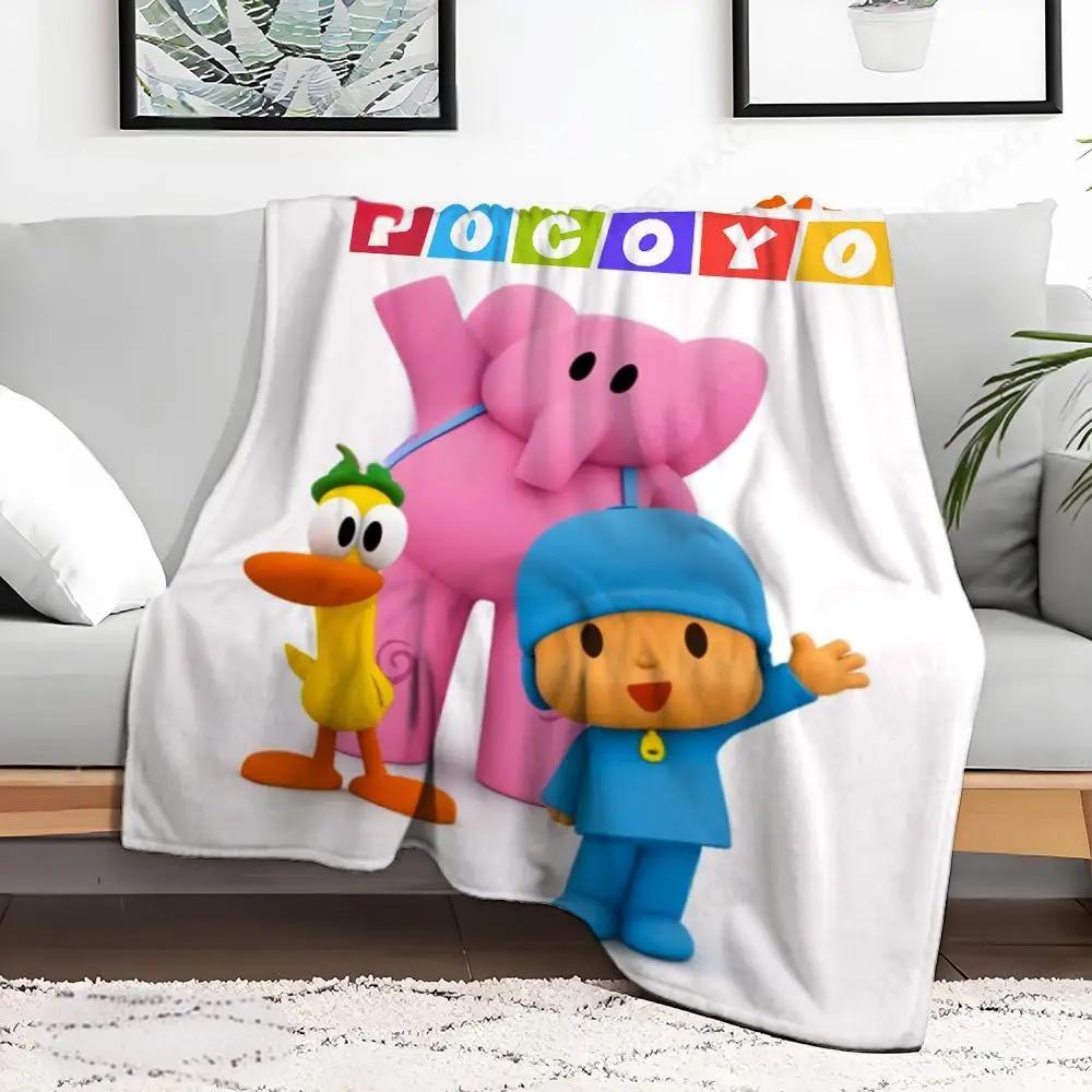 Cute Cartoon PPOCOYO Anime Printed Blanket Picnic Flannel Throw Blanket For Bedroom Warm Soft Custom DIY Quality Bedspread Gift