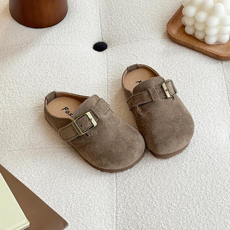 

Girl Cork Clogs Shoes Flat Closed Toe Thick Soled Slippers for Children Outdoor Casual Boy Flat Slippers Zapatos De Mujer 23(insole 14.3cm)