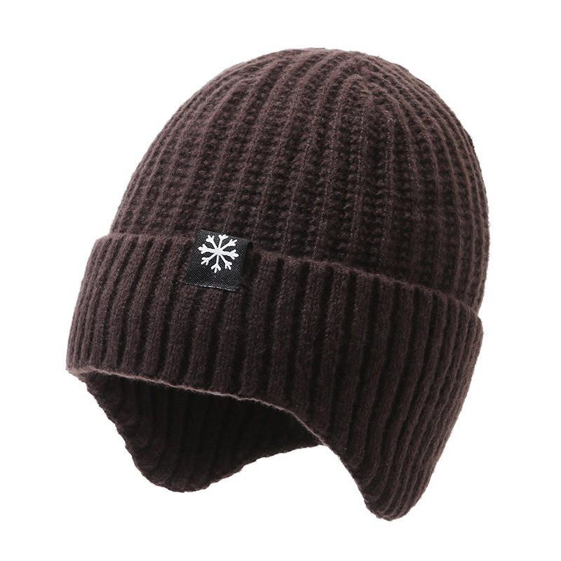 Mens Winter Knitted Beanie Hat With Ear Protection Scarf Set Warm Thick Hooded Cap Cycling Outdoor