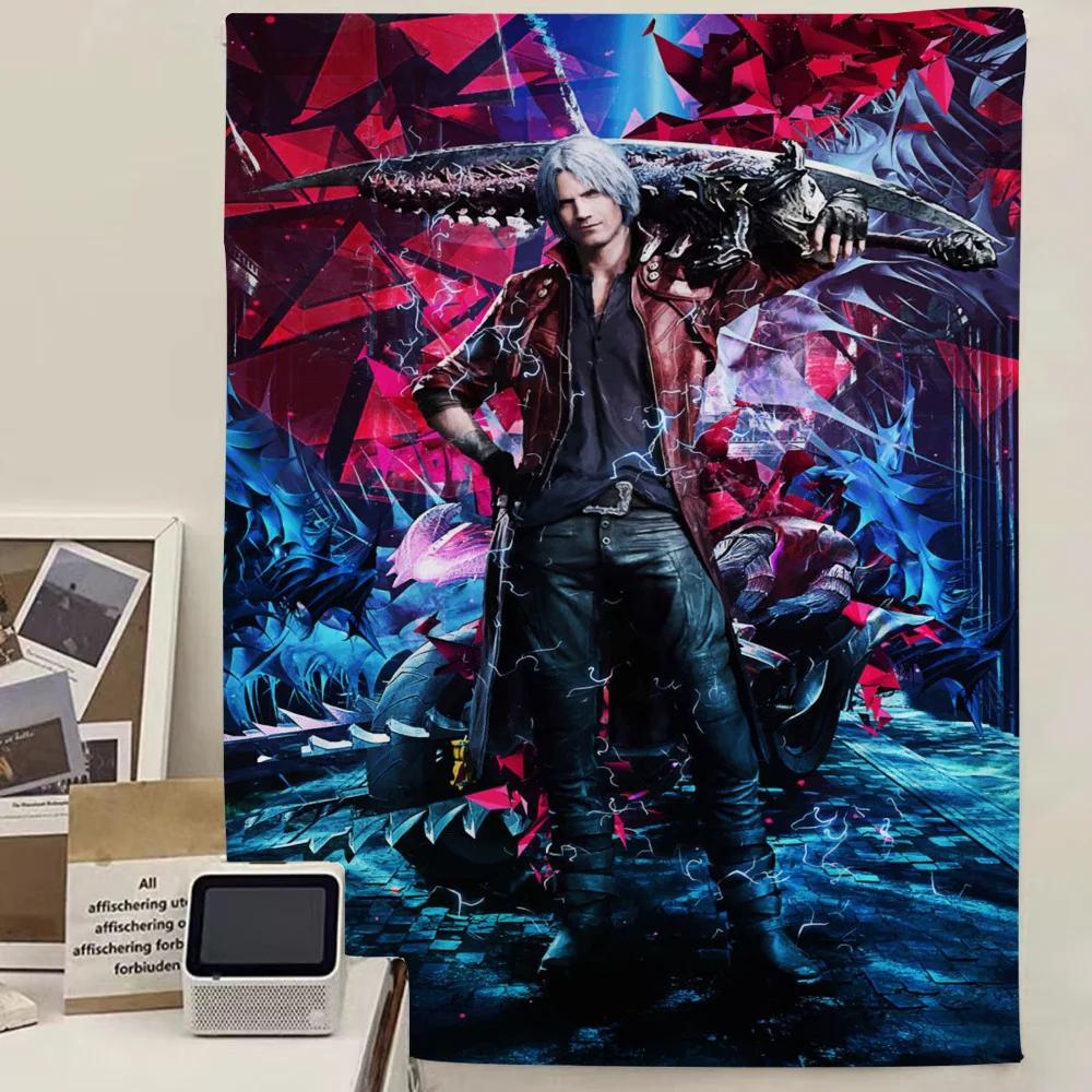 Game Devil May Cry Anime Tapestry Hippie Flower Wall Carpets Dorm Decor Cheap Hippie Wall Hanging