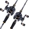 BaitCasting Rods + Reels Combos Casting Fishing Rod Reel Combos with 4 Section Baitcaster Rod