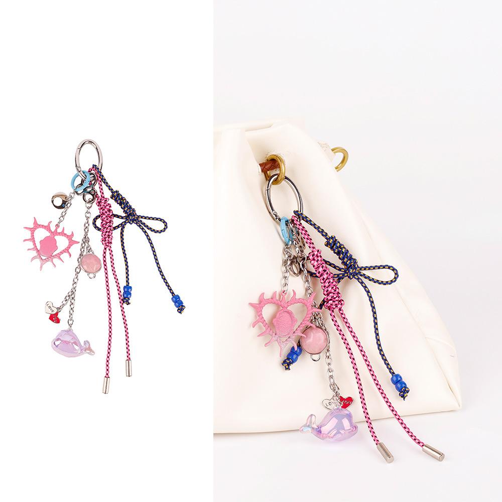 Ins wind ocean series bag pendant colored starfish whale shell woven rope pendant exquisite cute keychain