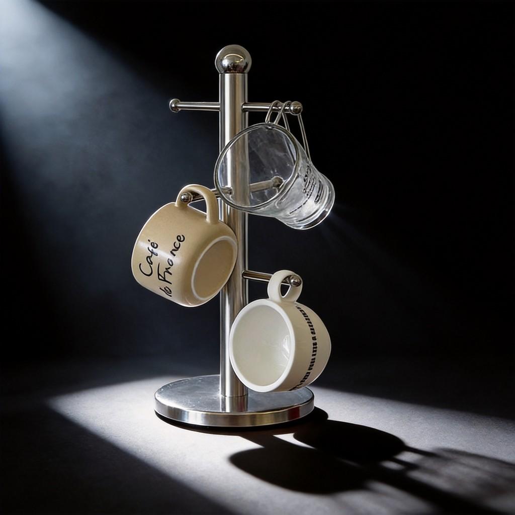 Creative Wallmounted Coffee Mug Organizer With Metal Hooks For Home Decor And Gift