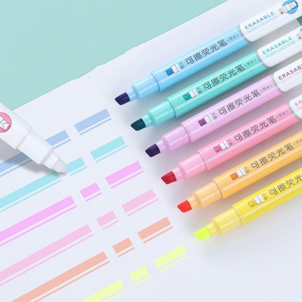 6PCS Durable Creative Color Doodle Pen Multi-color Double Head Smooth Writing Highlighters