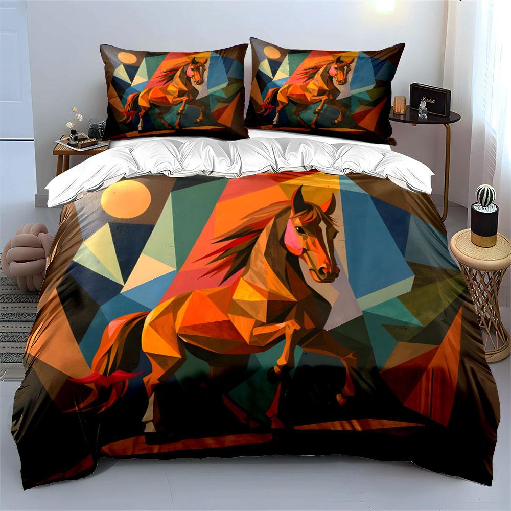 Geometric horse and shapes. Bedding sets Duvet cover sets Duvet covers Pillowcases(1*Duvet Cover 2*Pillowcases without duvet insert)